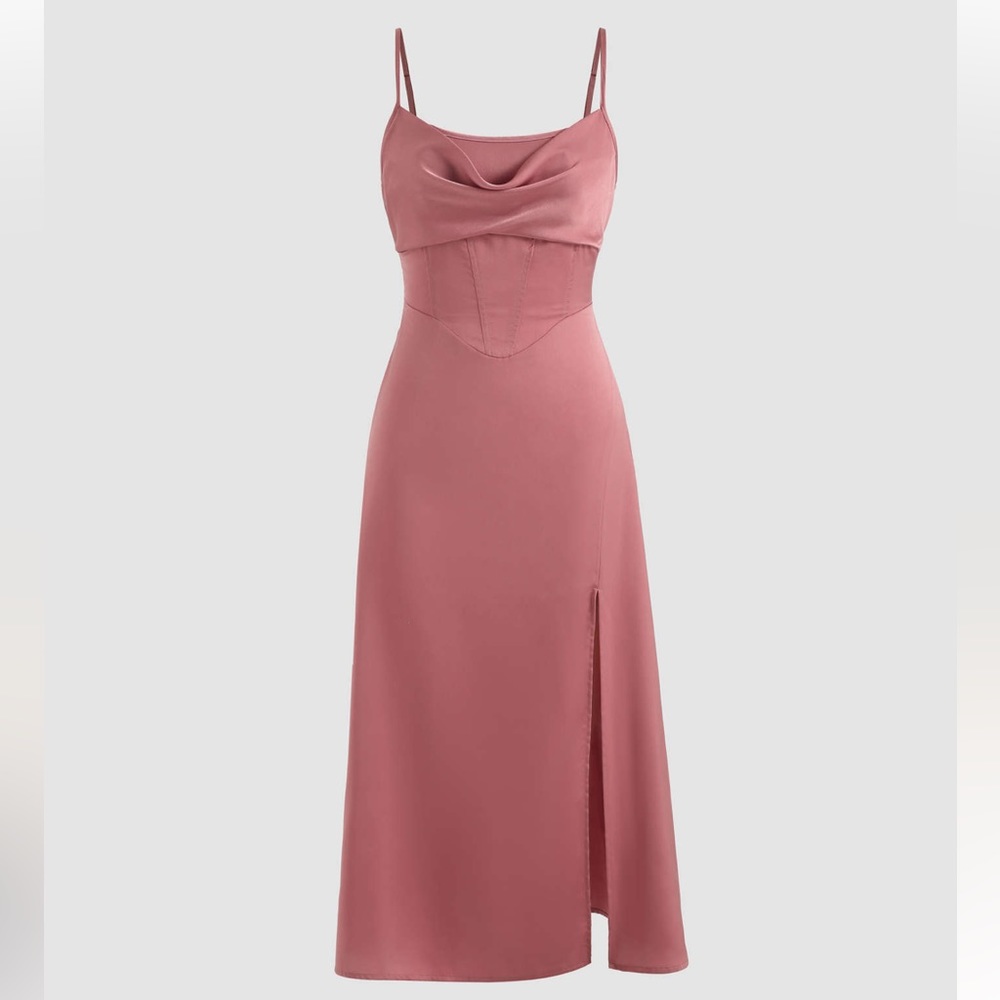 Sold —Brand new with tag Cider pink midi maxi dress slit weddings date s